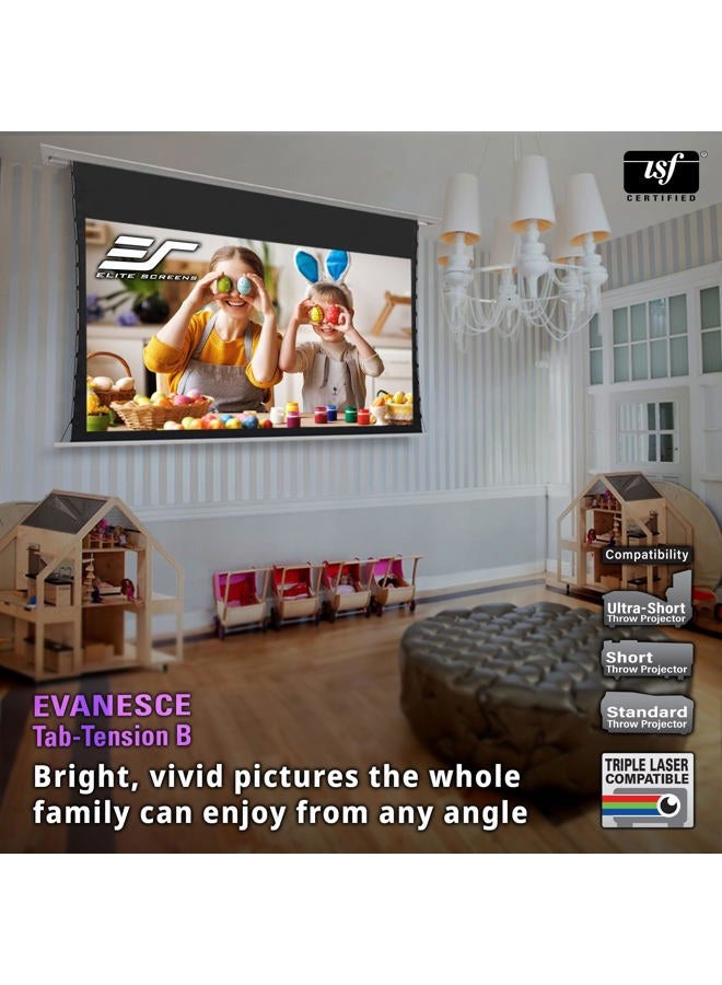 Elite Screens شاشة بروجكتور كهربائية مخفية في السقف، 100 بوصة 16:9، 4K / 8K HD، شاشة بروجكتور مشدودة، سطح شاشة عرض بيضاء غير لامعة، مجموعة تحكم عن بعد مبرمجة، ETB100HW3-E12 - Image 2
