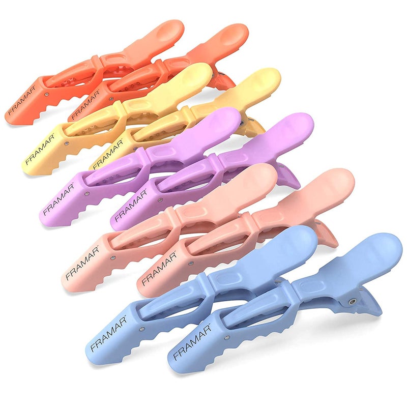 FRAMAR Pastel Alligator Hair Clips 10 Pack - Professional Styling Clips for Hair, Salon Quality Plastic Alligator Clips - Image 1