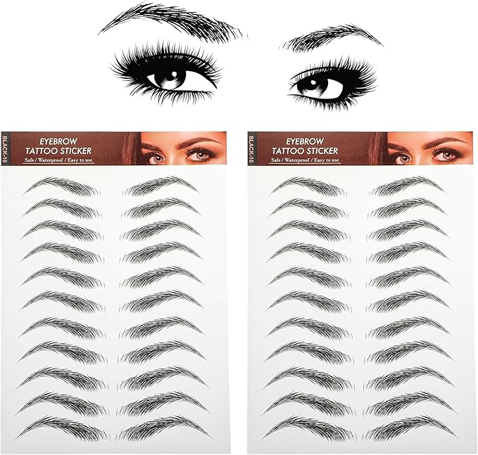 Molain Eyebrow Tattoos Stickers 7 PCS Waterproof Tattoo Color Fake Eyebrows Tattooed Stencils Instant Transfer False Brows Shape Grooming Shaping Temporary Brow Peel Off Tint Paper For Womenblack - Image 2