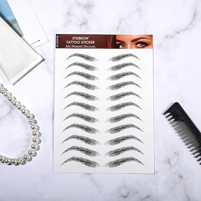 Molain Eyebrow Tattoos Stickers 7 PCS Waterproof Tattoo Color Fake Eyebrows Tattooed Stencils Instant Transfer False Brows Shape Grooming Shaping Temporary Brow Peel Off Tint Paper For Womenblack - Image 5