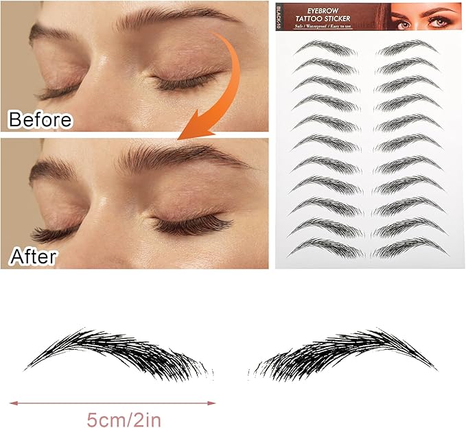 Molain Eyebrow Tattoos Stickers 7 PCS Waterproof Tattoo Color Fake Eyebrows Tattooed Stencils Instant Transfer False Brows Shape Grooming Shaping Temporary Brow Peel Off Tint Paper For Womenblack - Image 4