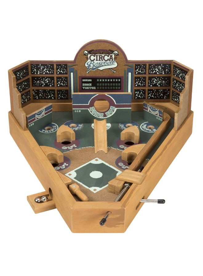 Hey! Play! Baseball Pinball Tabletop Skill Game Classic Miniature Wooden Retro Sports Arcade Desktop Toy For Adult Collectors And Children By Hey! Play! (951951Bkt) Tan - Image 2