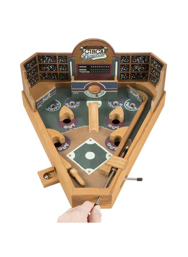 Hey! Play! Baseball Pinball Tabletop Skill Game Classic Miniature Wooden Retro Sports Arcade Desktop Toy For Adult Collectors And Children By Hey! Play! (951951Bkt) Tan - Image 4