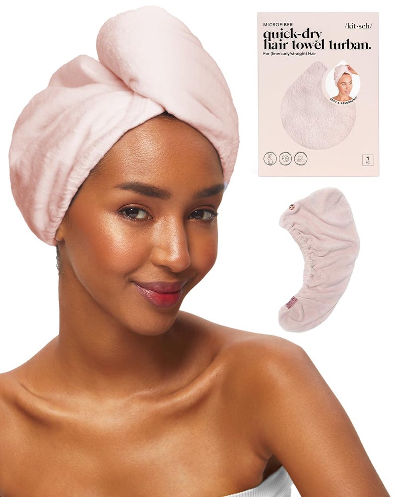 Kitsch Microfiber Hair Towel Wrap for Women - Super Absorbent Hair Drying Towel - Quick Dry, Anti-Frizz - for Long & Short, Wet & Curly Hair - Blush - Image 1