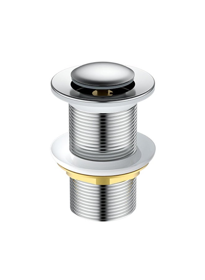 European-Style All-Copper Pop-Up Drain Head – 40mm Full Thread Brass Waste Coupling for Glass, Tabletop & Under-Counter Wash Basins, Chrome Plated with Small Cover - Image 1