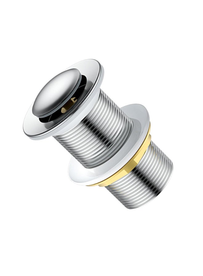 European-Style All-Copper Pop-Up Drain Head – 40mm Full Thread Brass Waste Coupling for Glass, Tabletop & Under-Counter Wash Basins, Chrome Plated with Small Cover - Image 2