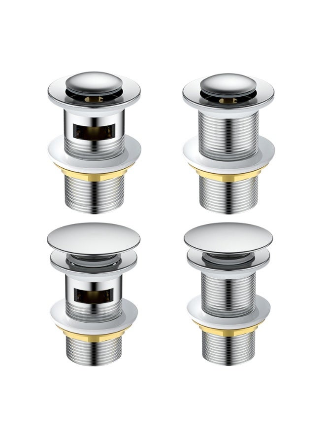 European-Style All-Copper Pop-Up Drain Head – 40mm Full Thread Brass Waste Coupling for Glass, Tabletop & Under-Counter Wash Basins, Chrome Plated with Small Cover - Image 3
