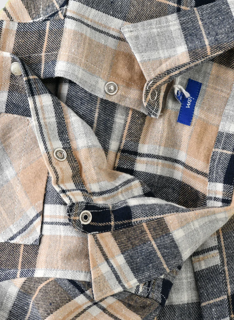 JAM Boys Beige and Black Plaid Flannel Shirt