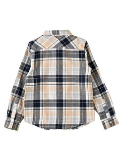 Boys Beige and Black Plaid Flannel Shirt - pzsku/Z9060A443C3FCF06CB52FZ/45/_/1729853413/8b7de0e9-f1c8-40b8-a3f5-20958422f00b