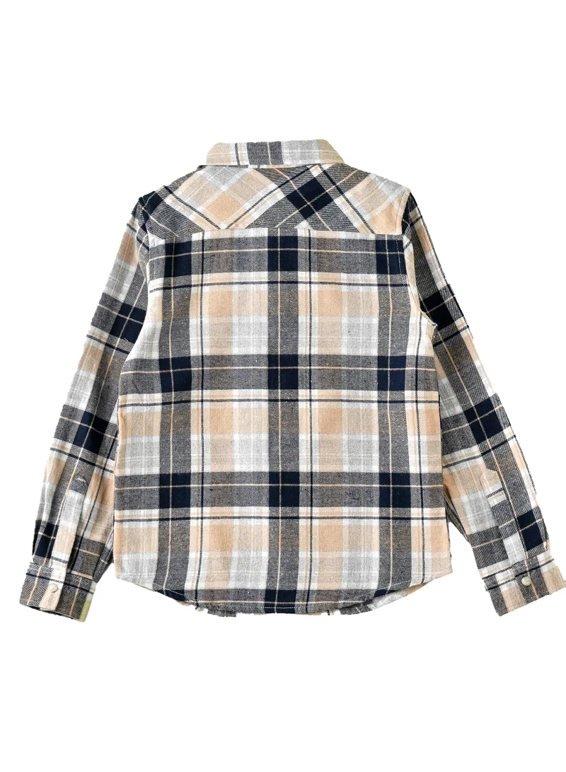 JAM Boys Beige and Black Plaid Flannel Shirt