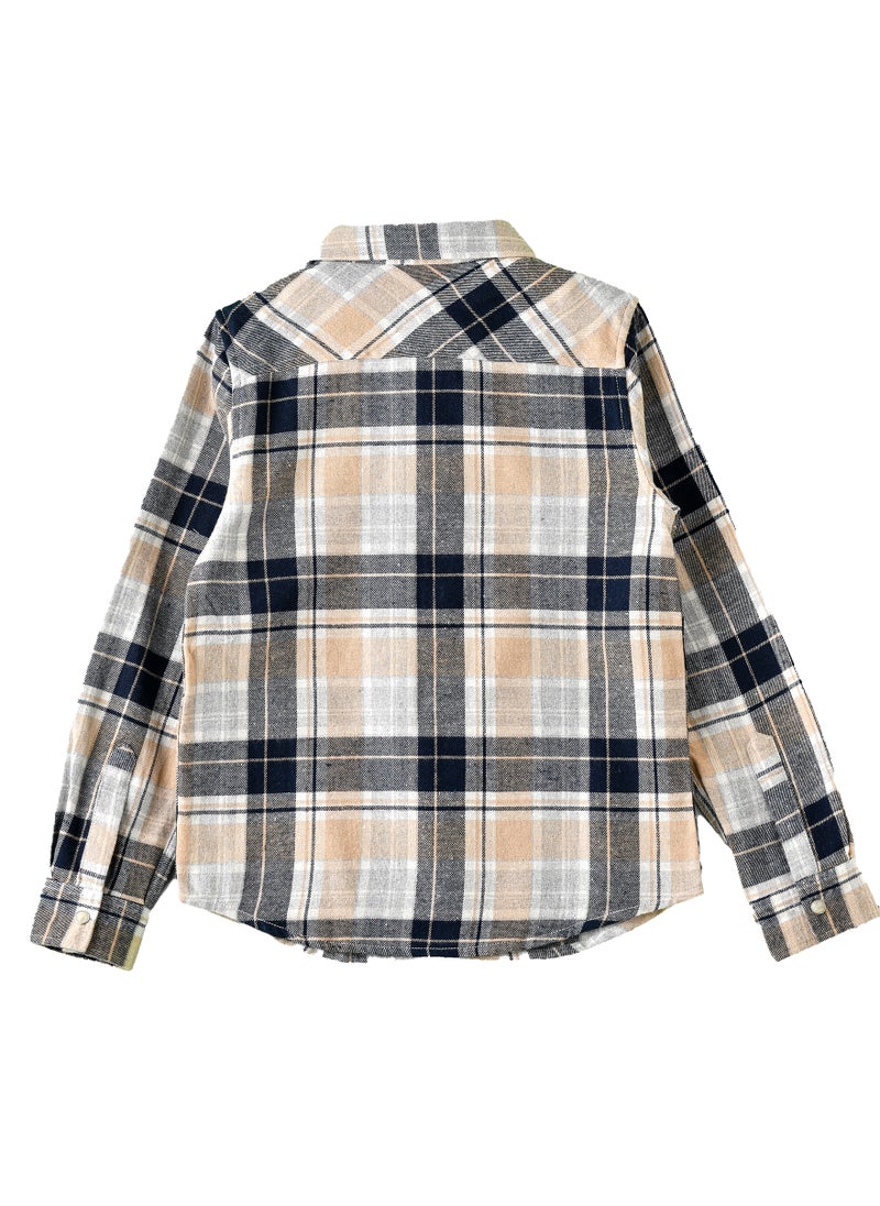 JAM Boys Beige and Black Plaid Flannel Shirt  - Image 2