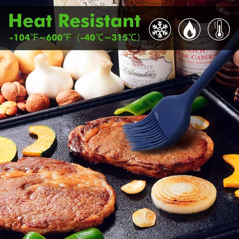 hotec 2 pieces Set Basting Brushes Silicone Heat Resistant Pastry Brushes Spread Oil Butter Sauce Marinades for BBQ Grill Barbecue Baking Kitchen Cooking BPA Free Dishwasher Safe (Classic Blue) - Image 4