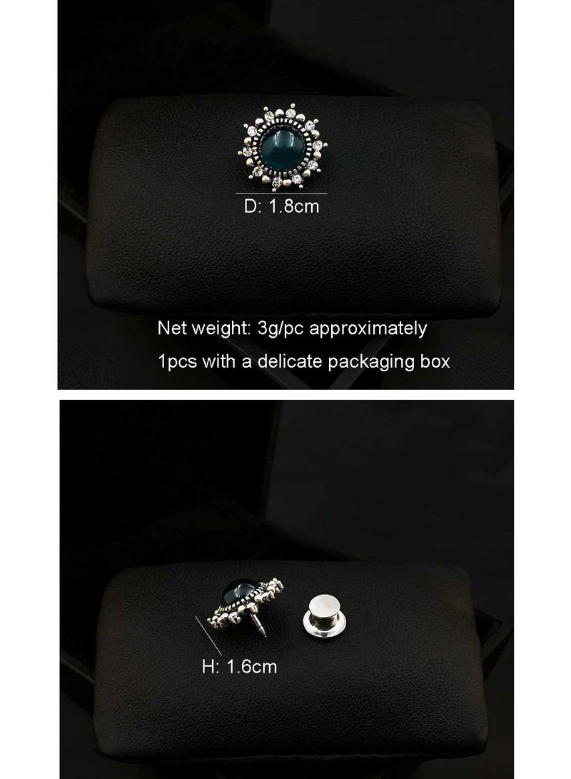 Brooch, 1PC Blue Jewel Brooch, Pin Brooch for Women Girls, Lapel Pins Shirt Collar Brooch Buckle Lapel Pins Badge Suit Clip Accessory for Clothing Bags Jackets Shirts. - Image 5