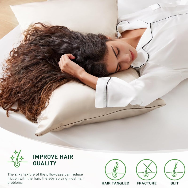 Love's cabin Satin Pillowcase for Hair and Skin (Beige, 20x26 inches) Similar to Silk Pillow Cases, Pillow Cases Standard Size Set of 2 - Satin Cooling Pillow Covers with Envelope Closure - Image 3