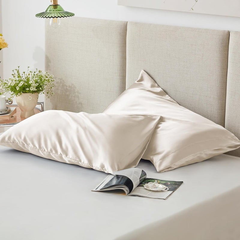 Love's cabin Satin Pillowcase for Hair and Skin (Beige, 20x26 inches) Similar to Silk Pillow Cases, Pillow Cases Standard Size Set of 2 - Satin Cooling Pillow Covers with Envelope Closure - Image 5