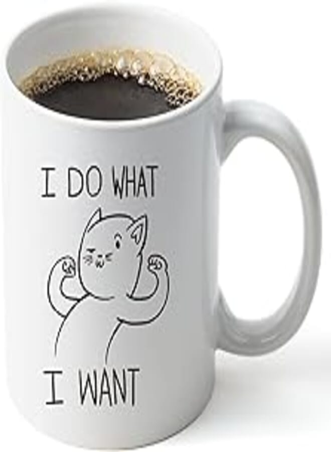TENTADO I Do What I Want Funny Coffee Mug, Funny Cat Coffee Mug 11 oz, Cute Pet Cup for Animal Lovers, Cat Lover Gifts For Women, Sarcastic Mug Gifts For Bosses, Employees, FamilyAnd Friends.