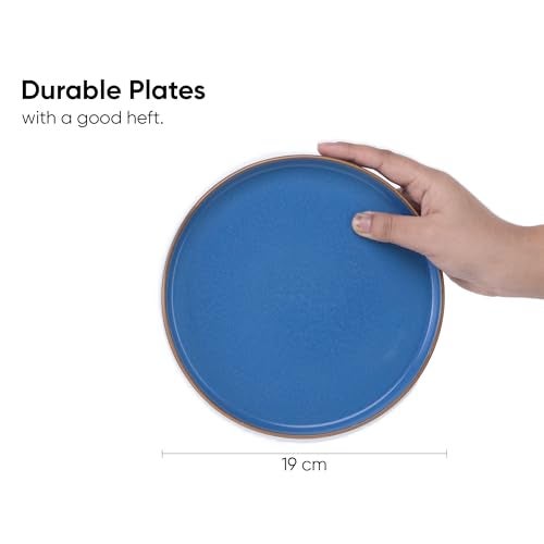 Shay Quarter Plates Set of 6, Blue | Matte Finish | Premium Porcelain | Snacks Plates Set of 6 | Dessert Plates | Snack Plate (Japandi Quarter Plates - Blue) - Image 3
