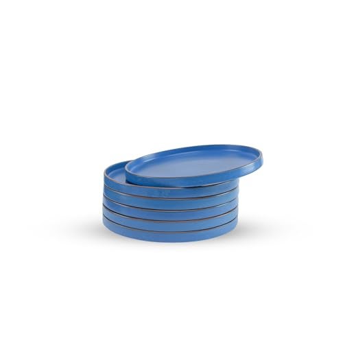 Shay Quarter Plates Set of 6, Blue | Matte Finish | Premium Porcelain | Snacks Plates Set of 6 | Dessert Plates | Snack Plate (Japandi Quarter Plates - Blue) - Image 4