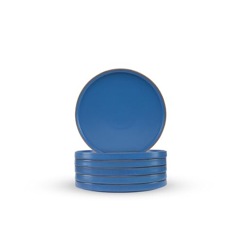 Shay Quarter Plates Set of 6, Blue | Matte Finish | Premium Porcelain | Snacks Plates Set of 6 | Dessert Plates | Snack Plate (Japandi Quarter Plates - Blue) - Image 1