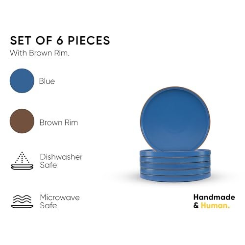 Shay Quarter Plates Set of 6, Blue | Matte Finish | Premium Porcelain | Snacks Plates Set of 6 | Dessert Plates | Snack Plate (Japandi Quarter Plates - Blue) - Image 2