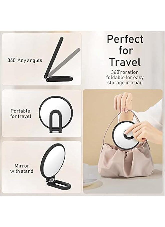 Arabest - Folding Double Sided Handheld Mirror with 1X and 15X Magnification for Travel Vanity Makeup Desk. Rotation Pedestal Adjustable Held Portable Magnifying Mirror. - Image 1