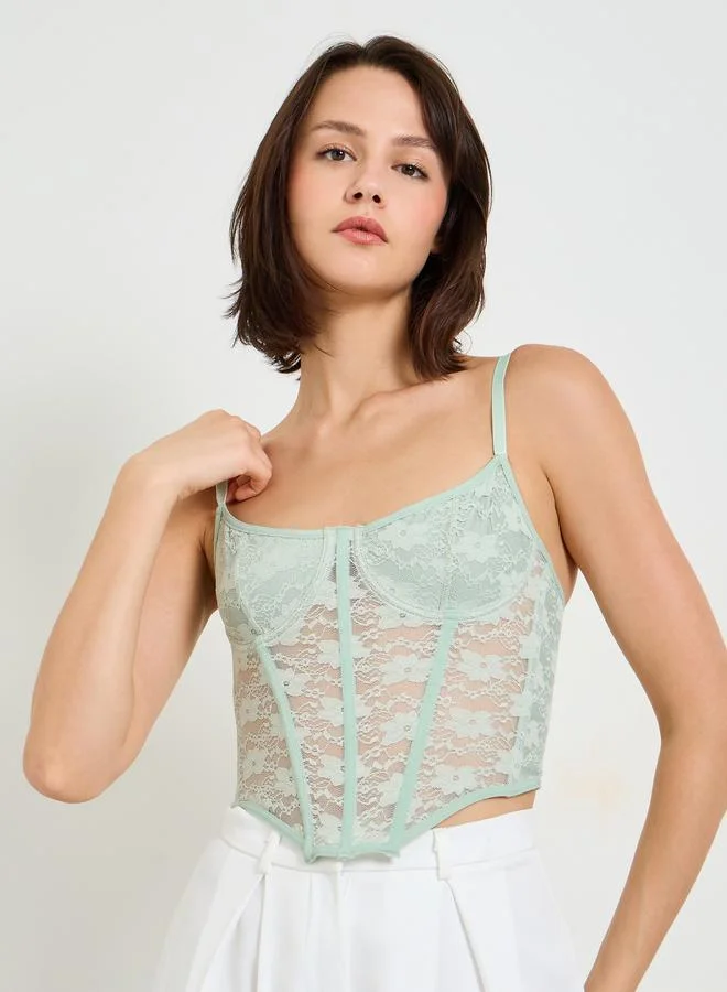 Take Two  Mint Green Lace Corset Top for Women | Best Price UAE