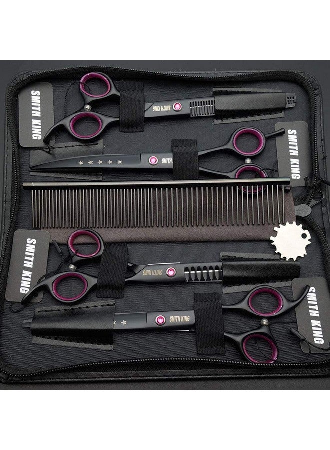 Smithking 7.0 Inches Professional Dog Grooming Scissors Set Straight & Thinning & Curved & Chunkers 4Pcs In 1 Set (With Comb) - Image 2