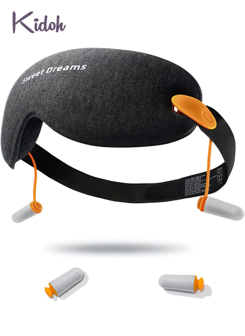 Generic 2-In-1 Sleep Eye Mask with Soundproof Earplugs for Sleeping, 3D Sleep Mask Blackout Zero Eye Pressure, 100% Light Blocking Sleeping Mask for Women Men, Night Blindfold Eye Cover for Travel  - Image 1