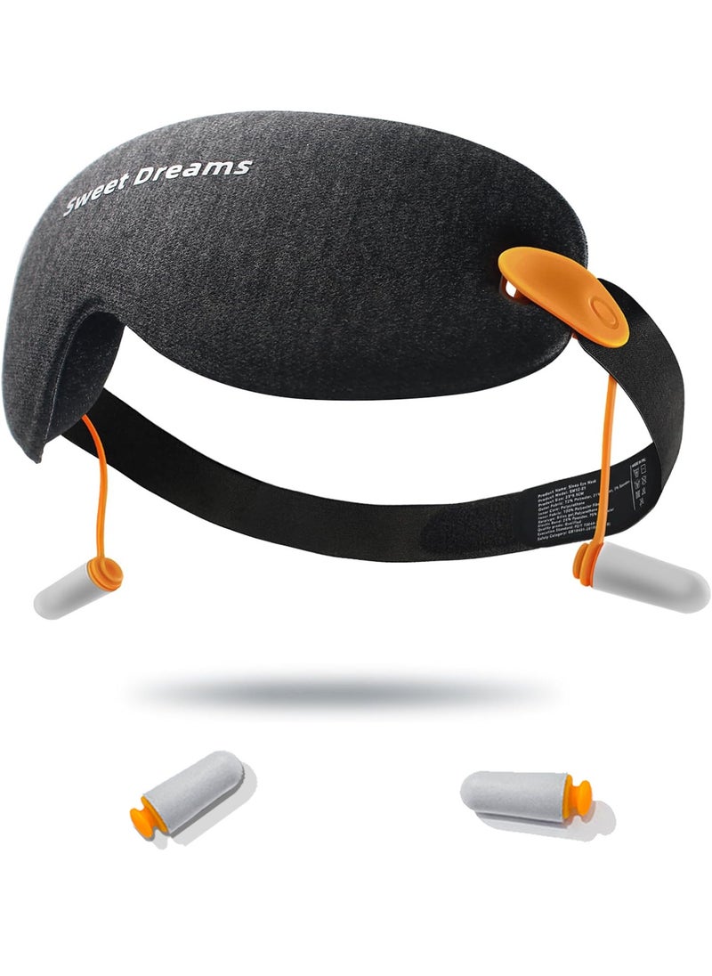 Kidoh 2-In-1 Sleep Eye Mask with Soundproof Earplugs for Sleeping, 3D Sleep Mask Blackout Zero Eye Pressure, 100% Light Blocking Sleeping Mask for Women Men, Night Blindfold Eye Cover for Travel  - Image 1
