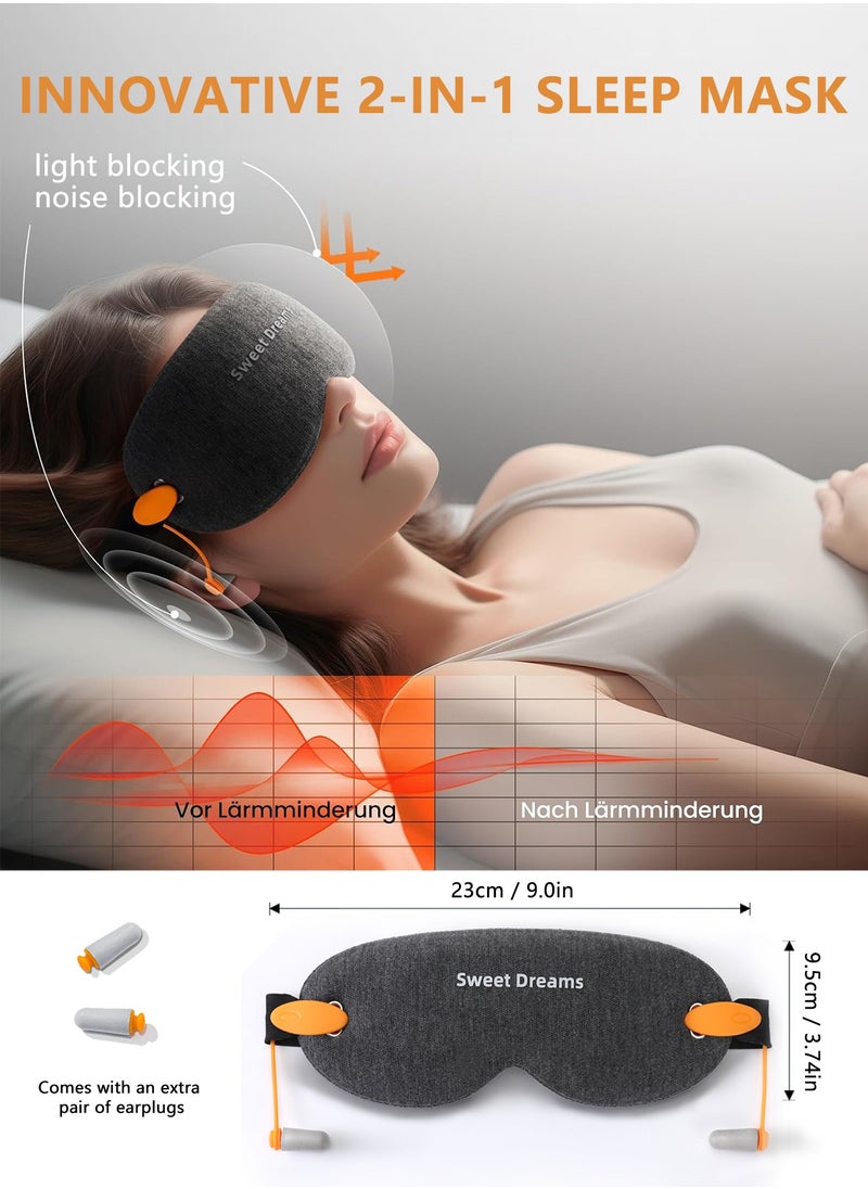 Kidoh 2-In-1 Sleep Eye Mask with Soundproof Earplugs for Sleeping, 3D Sleep Mask Blackout Zero Eye Pressure, 100% Light Blocking Sleeping Mask for Women Men, Night Blindfold Eye Cover for Travel  - Image 2
