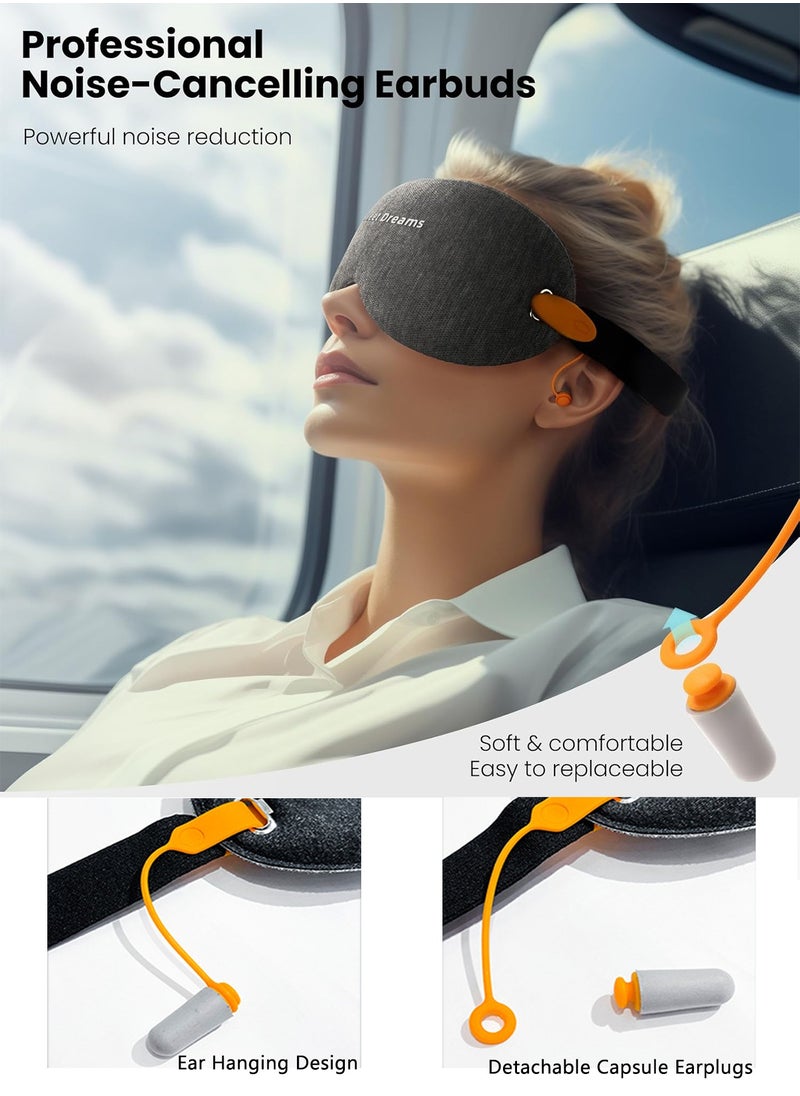 Kidoh 2-In-1 Sleep Eye Mask with Soundproof Earplugs for Sleeping, 3D Sleep Mask Blackout Zero Eye Pressure, 100% Light Blocking Sleeping Mask for Women Men, Night Blindfold Eye Cover for Travel  - Image 3