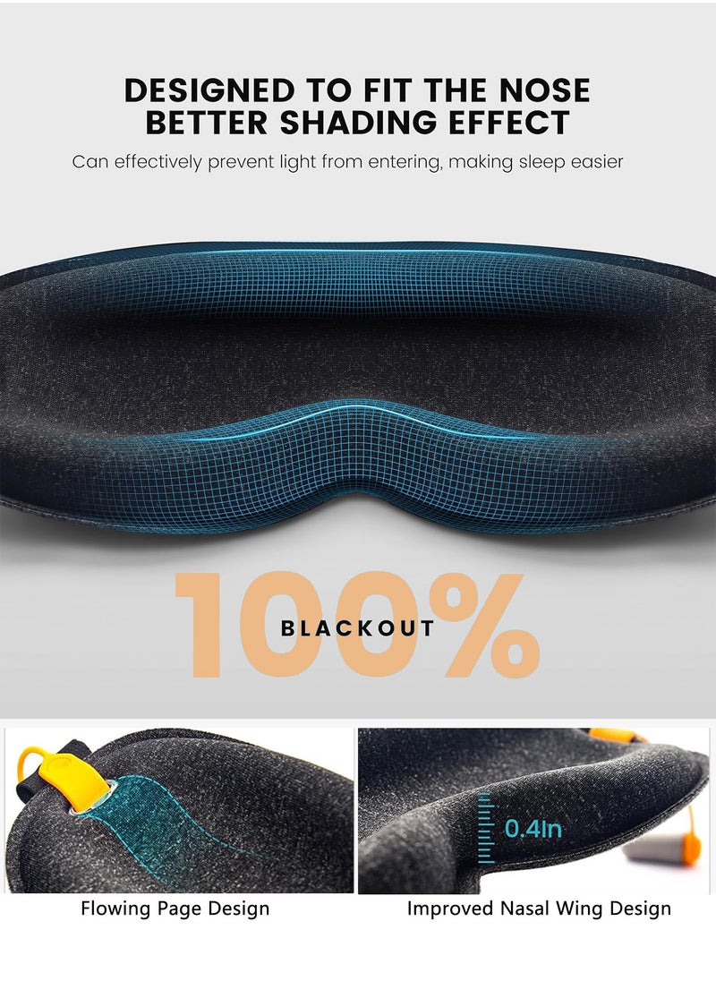 Kidoh 2-In-1 Sleep Eye Mask with Soundproof Earplugs for Sleeping, 3D Sleep Mask Blackout Zero Eye Pressure, 100% Light Blocking Sleeping Mask for Women Men, Night Blindfold Eye Cover for Travel  - Image 5