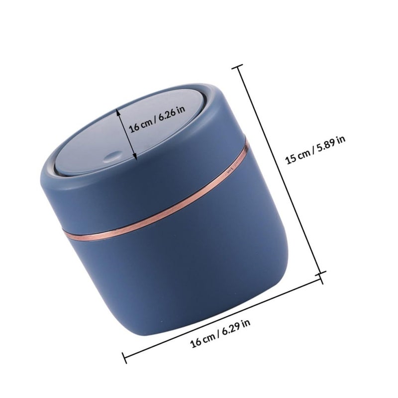 SUPVOX Mini Desktop Trash Can With Press Lid 1.5l Plastic Garbage Holder Water Blue - Image 3