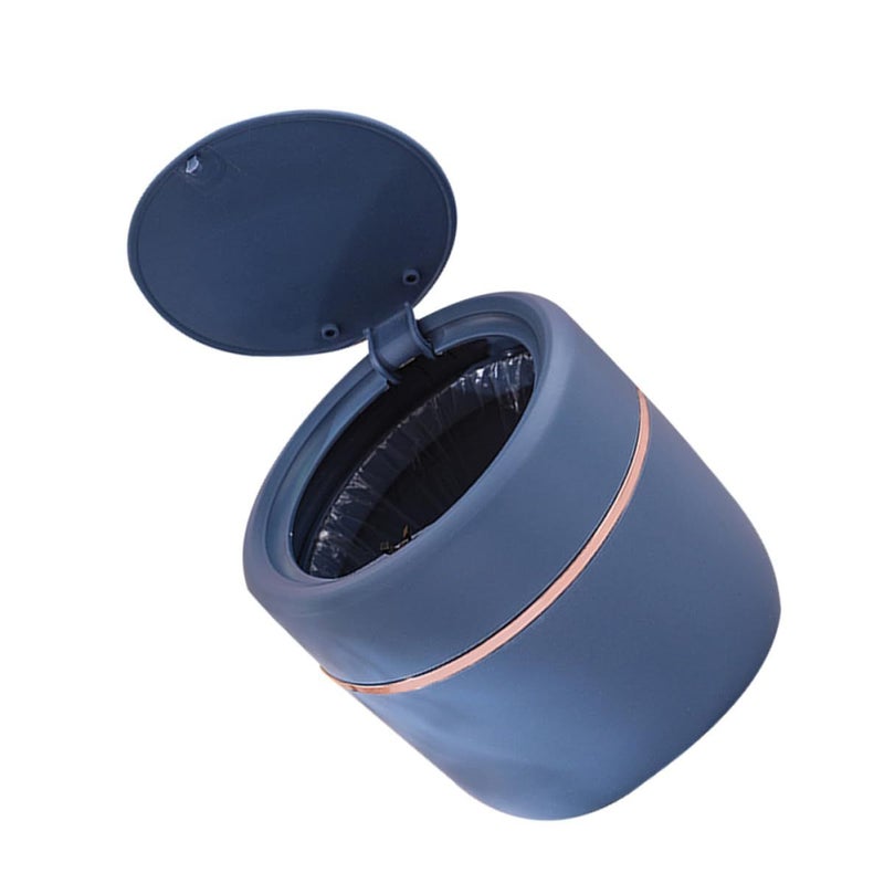 SUPVOX Mini Desktop Trash Can With Press Lid 1.5l Plastic Garbage Holder Water Blue - Image 2