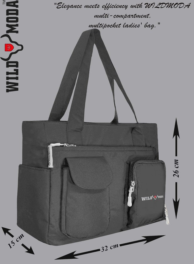 WILD MODA Womens Classic Polyester Double Pocket Shoulder Bag (Grey) - Image 4