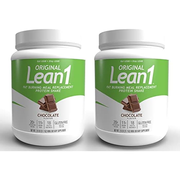 Lean1 مشروب بروتين بديل الوجبة Lean1، نكهة الشوكولاتة، عبوتين بحجم 15 حصة - Image 1