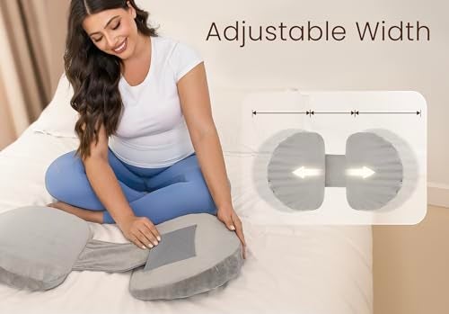 Tinkerz Pregnancy Pillow for Sleeping Memory Foam Pillow for Side Sleeper, Maternity Pillow Support for Back, Belly, HIPS for Pregnant Women, Portable and Adjustable Travel Wedge Velvet Grey - Image 5