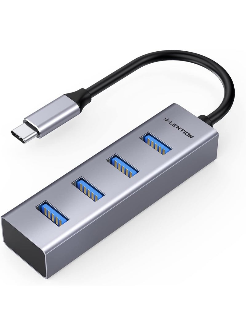 Lention LENTION USB C Hub with 4 USB 3.0 Ports Compatible 2021-2016 MacBook Pro 13/15/16 M1, Mac Air & Surface, iPad Pro, Chromebook, More, Stable Driver Certified Ultra Slim Adapter (CB-C22s, Space Gray)  - Image 1