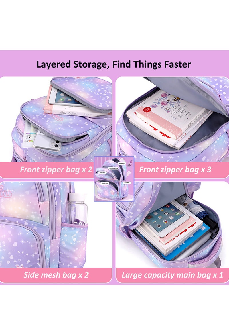Generic Kids Trolley Backpack 3Pcs Set, Rolling Schoolbag with Pencil Box, Lunch Bag, Large Capacity Wheeled Schoolbag for Students, Girls  - Image 5