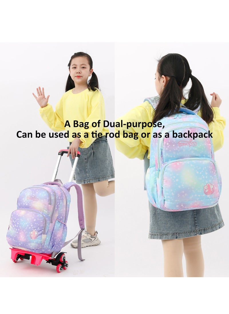 Generic Kids Trolley Backpack 3Pcs Set, Rolling Schoolbag with Pencil Box, Lunch Bag, Large Capacity Wheeled Schoolbag for Students, Girls  - Image 2