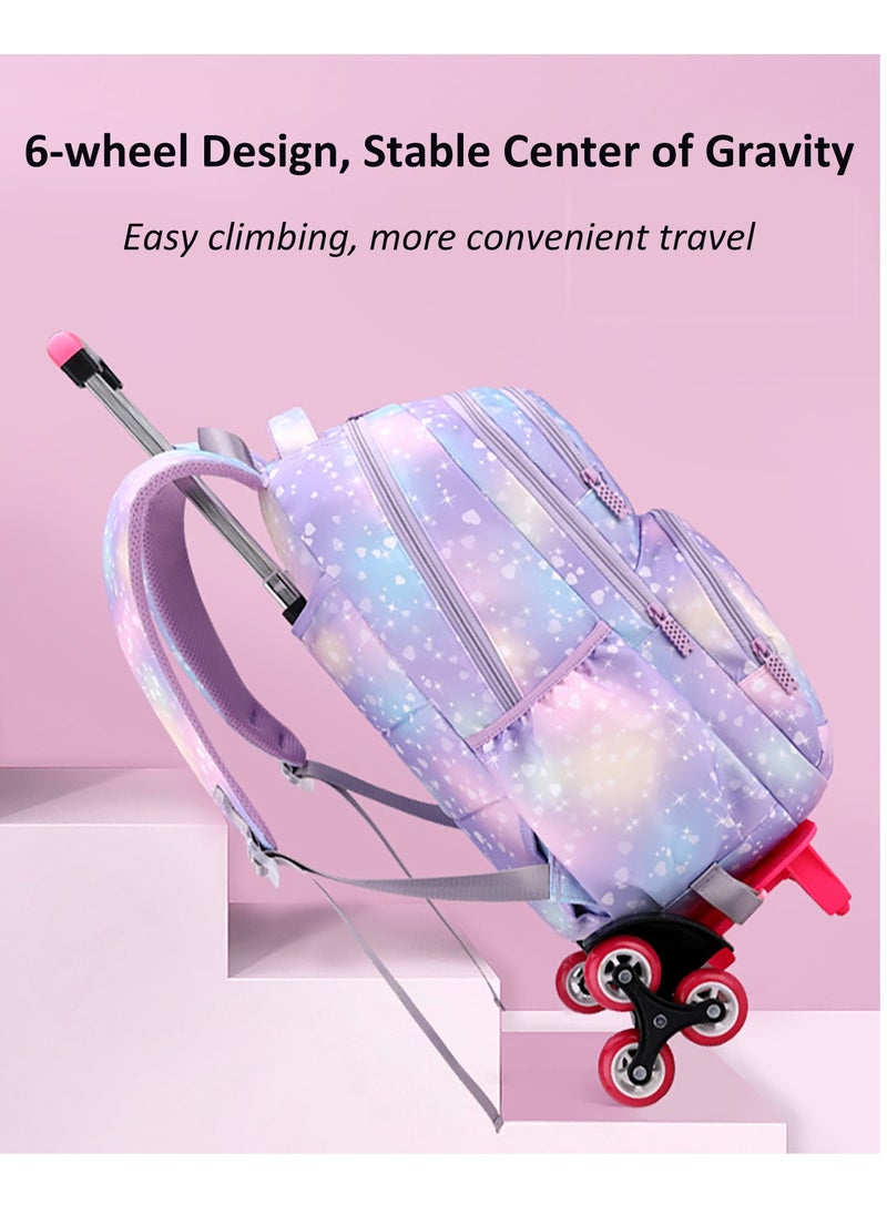 Generic Kids Trolley Backpack 3Pcs Set, Rolling Schoolbag with Pencil Box, Lunch Bag, Large Capacity Wheeled Schoolbag for Students, Girls  - Image 3