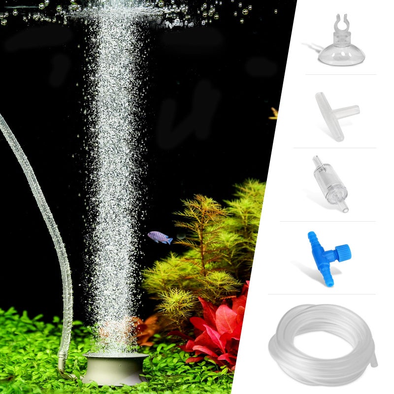 hygger Aquarium Air Stone Kit Small Nano Bubbles Quiet Ultra High Dissolved Oxygen Stone Fish Tank Air Stone Stainless Steel Fish Tank Bubbler Air Stone for Aquarium Fish Tank and Hydroponics-1.4inch - Image 1