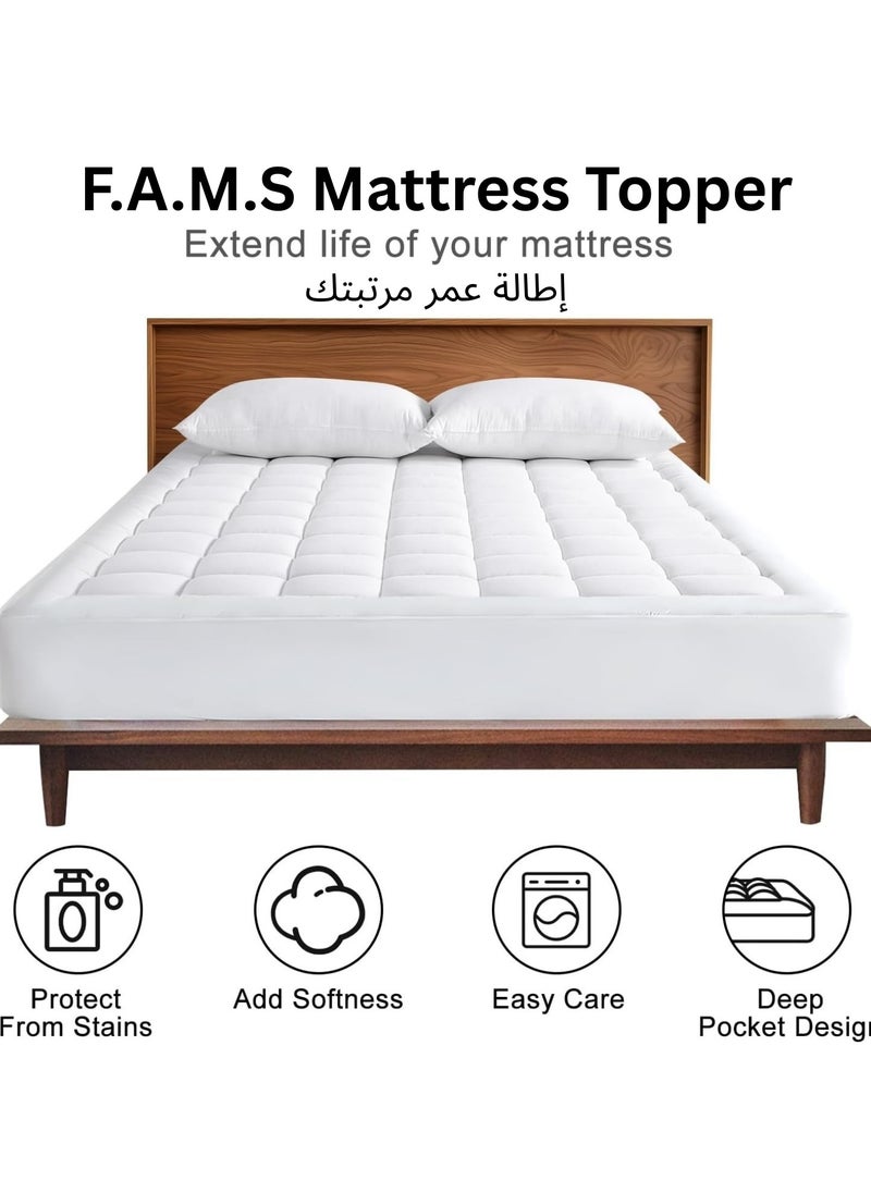 F.A.M.S Premium Hotel-Quality Mattress Topper 90 x 190 cm with 1 Pillow (75 x 50 cm), Hypoallergenic, Soft and Durable, Machine Washable, Perfect Sleep Upgrade for Home or Gift  - Image 2