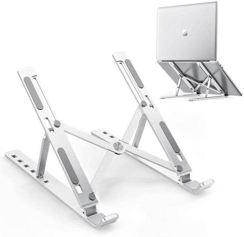MYPS Adjustable Aluminum Laptop Stand Tablet Stand Ergonomic Foldable Portable Desktop Holder Compatible with All Laptops Tablet Stand - Image 1