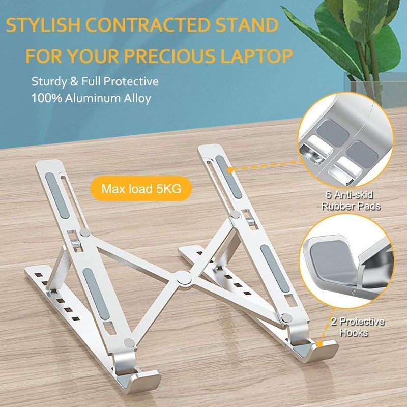 MYPS Adjustable Aluminum Laptop Stand Tablet Stand Ergonomic Foldable Portable Desktop Holder Compatible with All Laptops Tablet Stand - Image 3