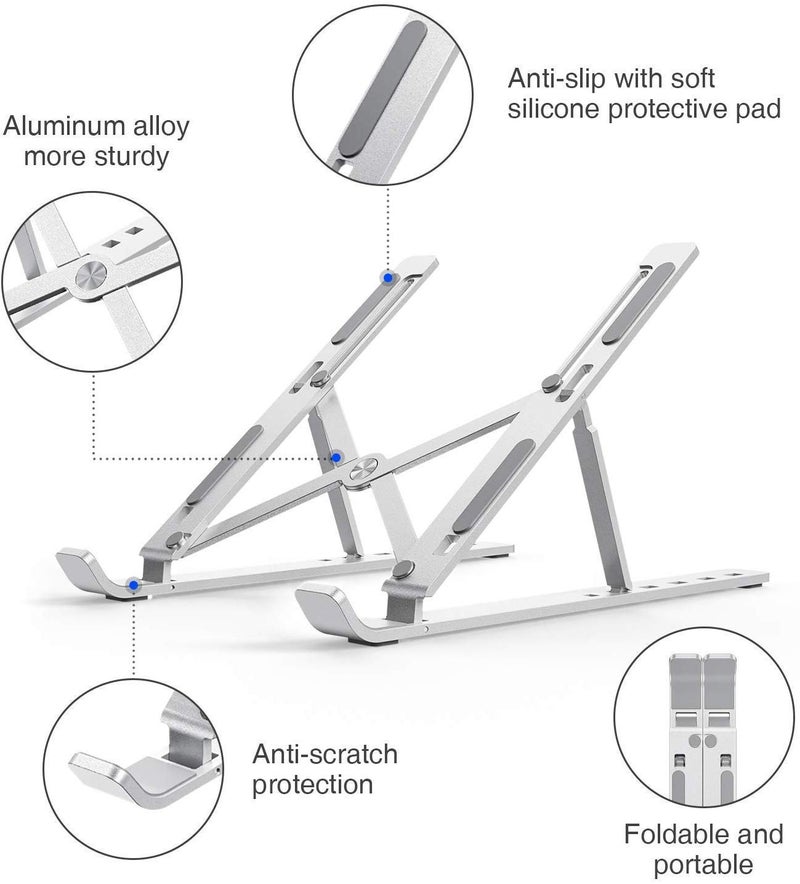 MYPS Adjustable Aluminum Laptop Stand Tablet Stand Ergonomic Foldable Portable Desktop Holder Compatible with All Laptops Tablet Stand - Image 4