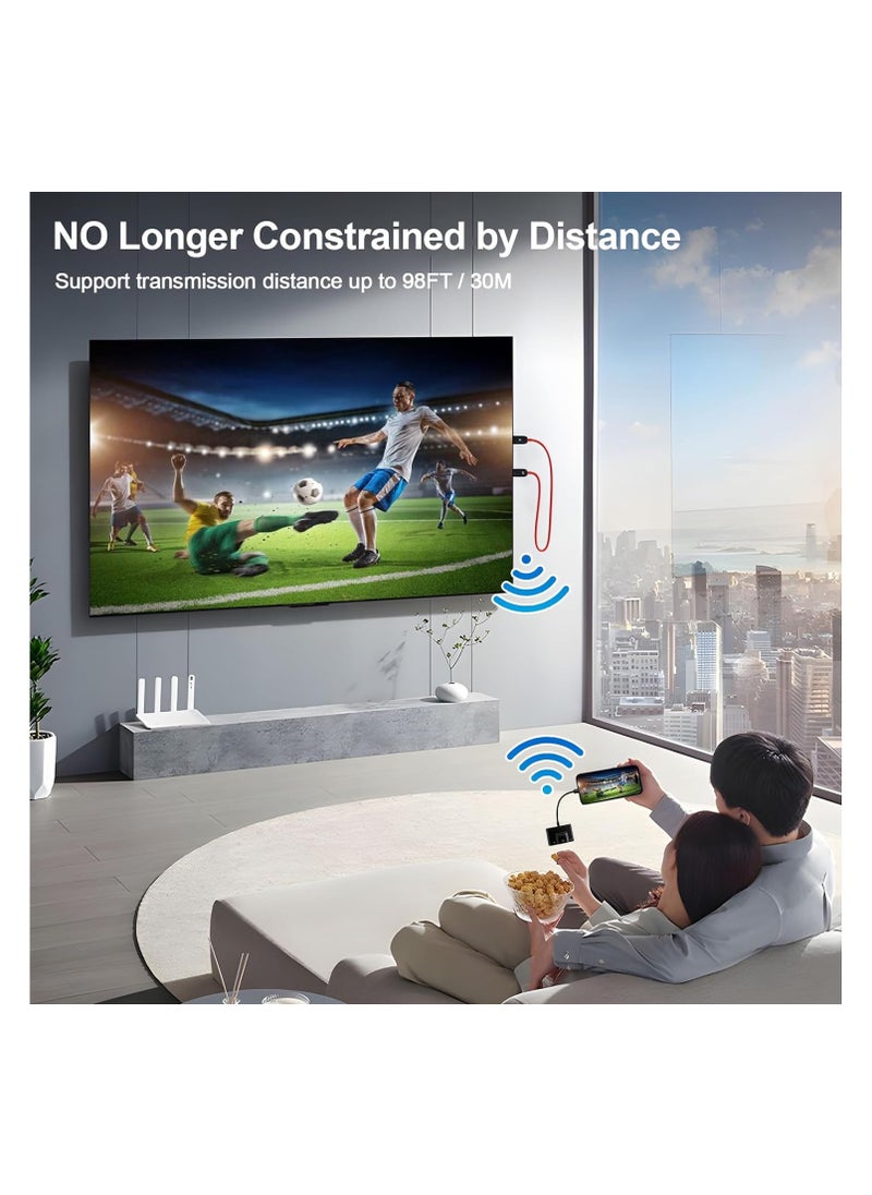 SYOSI Wireless HDMI Transmitter and Receiver, USB C Wireless HDMI Extender Plug & Play, Support 30M/ 98FT Long Range and 2.4/5GHz for Streaming Video/Audio from Laptop/PC/Smartphone to HDTV/Projector  - Image 4
