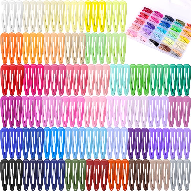 Funtopia 150pcs Hair Clips, 50 Colors Hair Barrettes for Girls, Funtopia 2 Inch Colorful Snap Hair Clips with Storage Case, Non Slip Metal Barrettes for Women Girls Toddler Kids Teens - Image 1