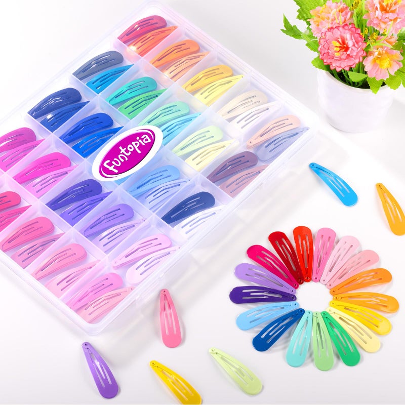 Funtopia 150pcs Hair Clips, 50 Colors Hair Barrettes for Girls, Funtopia 2 Inch Colorful Snap Hair Clips with Storage Case, Non Slip Metal Barrettes for Women Girls Toddler Kids Teens - Image 5