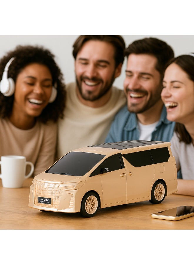 إيفو سبيكر بتصميم سيارة يعمل بالطاقة الشمسية EVO P339 – بطارية ‎1500mAh‎ – صوت قوي 12 واط – تشغيل من 3 إلى 5 ساعات – لون بيج - Image 3